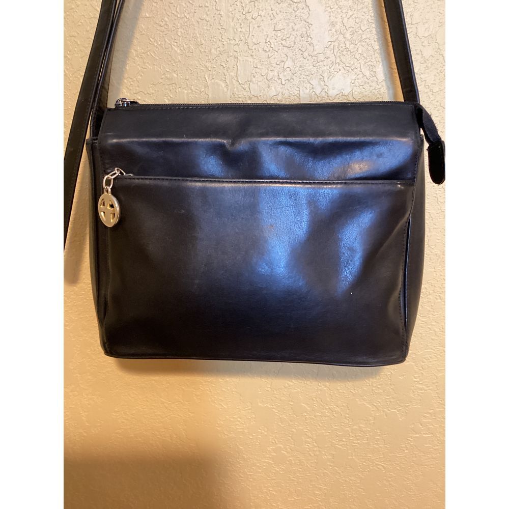 Giani Bernini Genuine Leather Black Shoulder Strap Handbag Purse - Picture 2 of 10